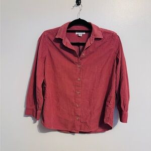 Velvet long sleeve button up with collar size small in pink